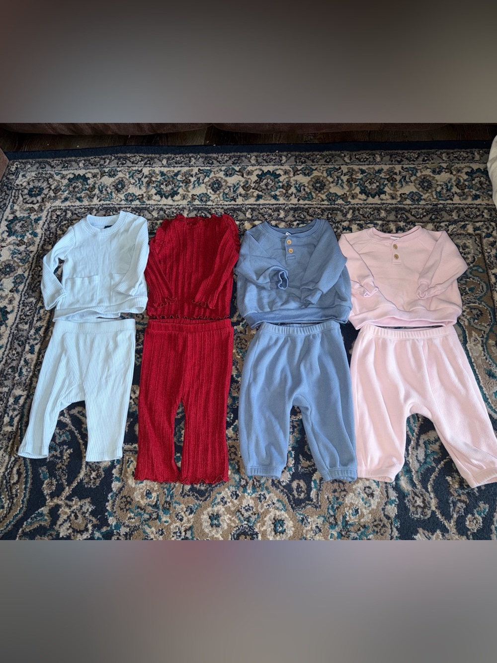 Old Navy Two-Piece Baby Outfit Set Bundle in Red, Blue, Pink, and Light Blue